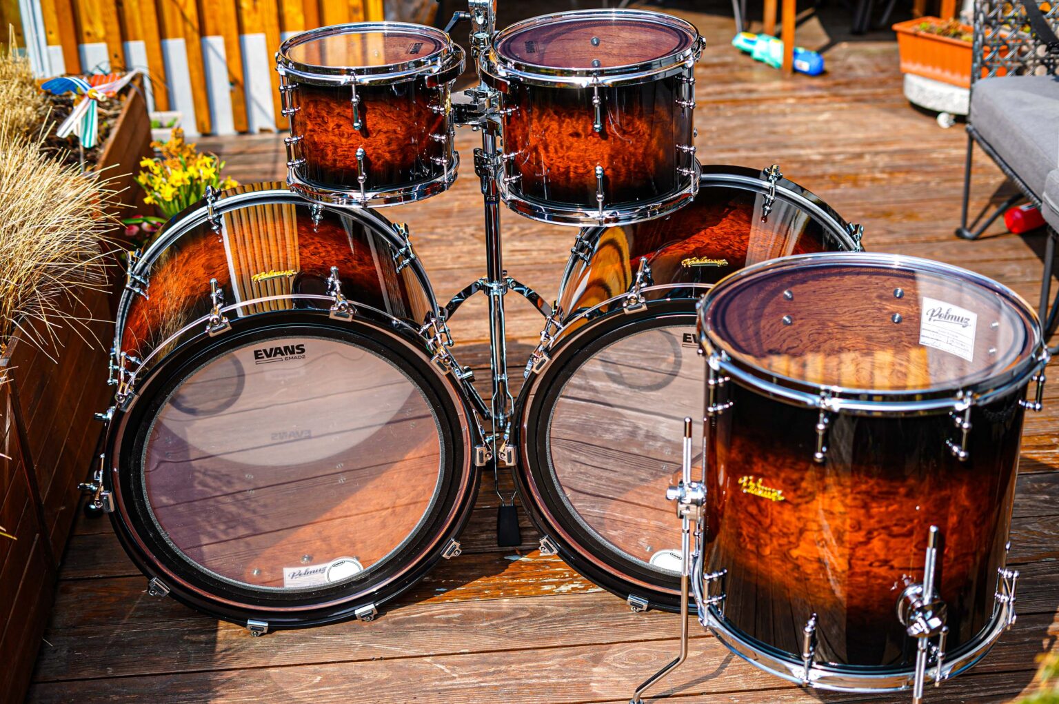Zestaw Polmuz Bubinga Model 1 Premium Quilted Bubinga Burst z dwiema centralami
